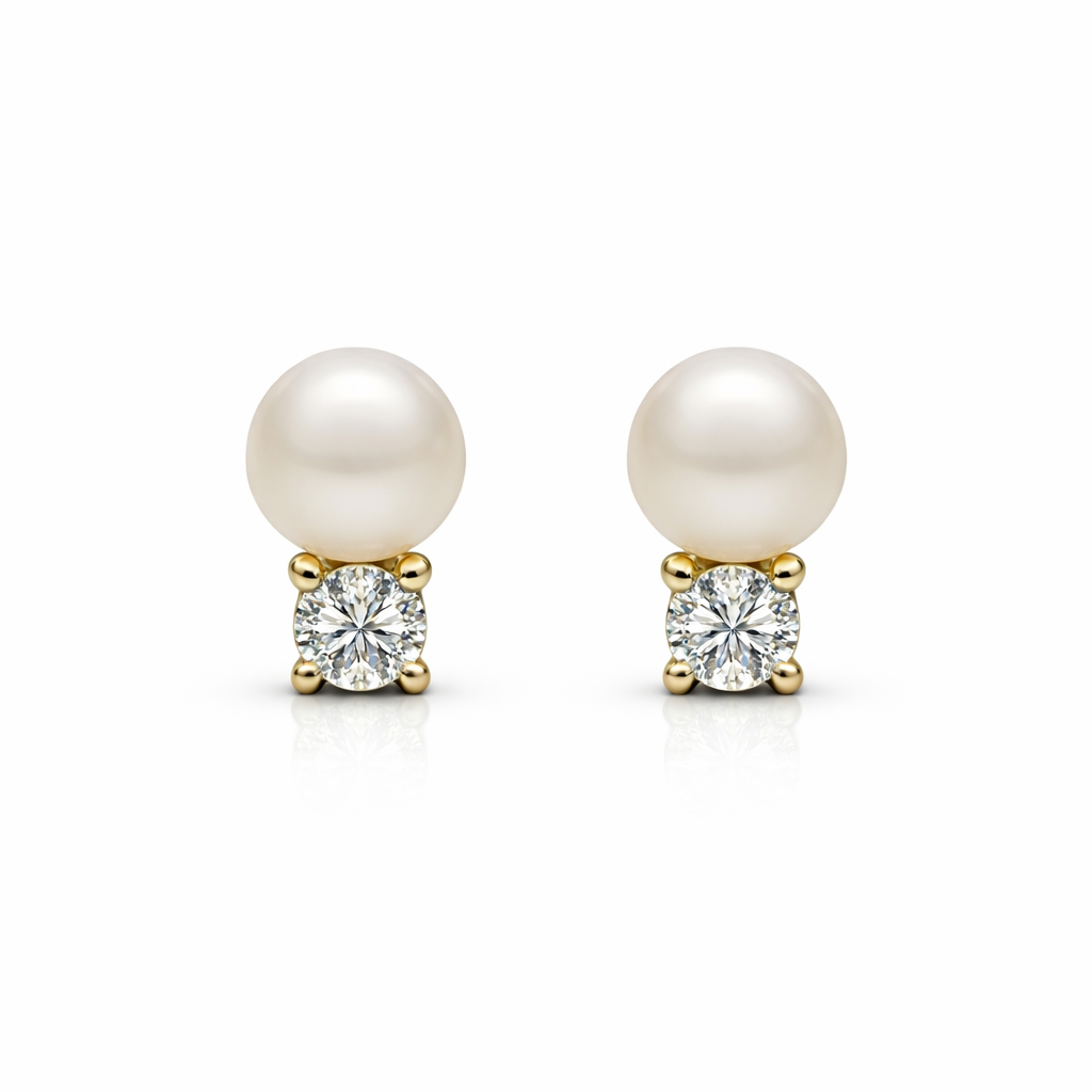 パール&ダイヤモンド スタッドピアス