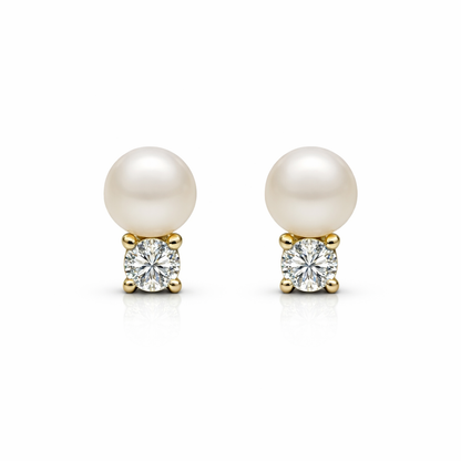パール＆ダイヤモンド スタッドピアス