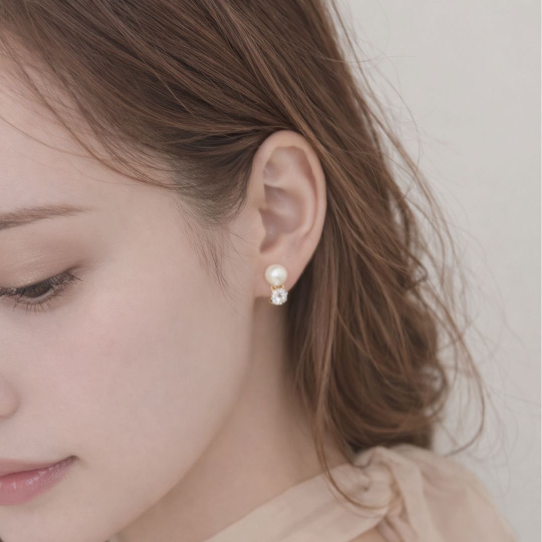 パール＆ダイヤモンド スタッドピアス